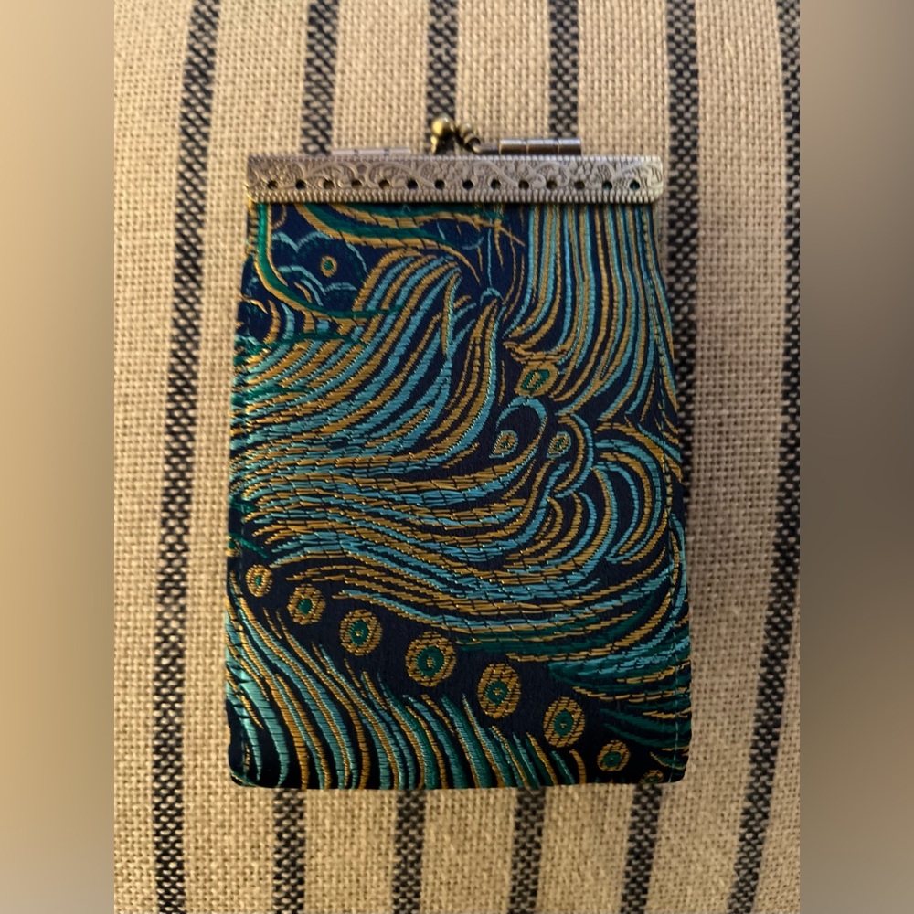 CATHAYANA Peacock Printed Vintage Inspired Card Holder Wallet Excellent Cond
